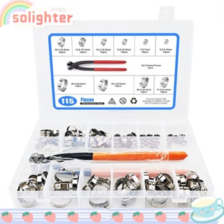 Solighter แคลมป์หนีบท่อ สเตนเลส 304 10 ขนาด 6-28.6 มม. สีเงิน 115 ชิ้น