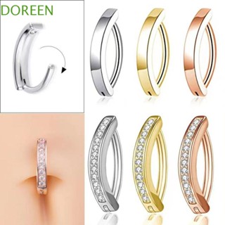 Doreen จิวเจาะสะดือ บาร์เบล คริสตัลเพทาย สเตนเลส ทรงโค้ง ทันสมัย เจาะสะดือ ทุกวัน