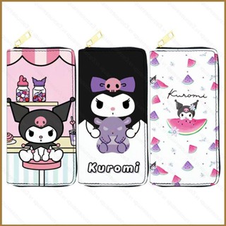 Sq3 Sanrio Kuromi กระเป๋าสตางค์ ใบยาว หนัง PU ลายการ์ตูนน่ารัก มีซิป อเนกประสงค์ สําหรับผู้หญิง นักเรียน