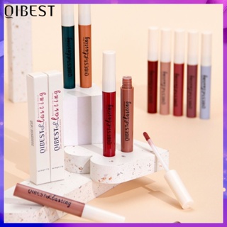 Qibest ลิปสติก ลิปกลอส เนื้อแมตต์กํามะหยี่ ติดทนนาน ไม่ติดแก้ว 24 สี 1 ชิ้น