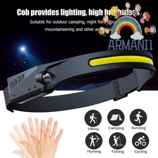 [armani1.th] Cob LED ไฟหน้าเซนเซอร์ แบบชาร์จไฟได้ สําหรับขี่จักรยานกลางแจ้ง 2 ชิ้น