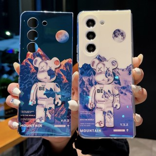 เคสโทรศัพท์มือถือ แบบพับได้ ลายหมี และลิง หรูหรา สําหรับ Samsung Galaxy Z Fold 5 5G Galaxy Z Fold 3 4 5G