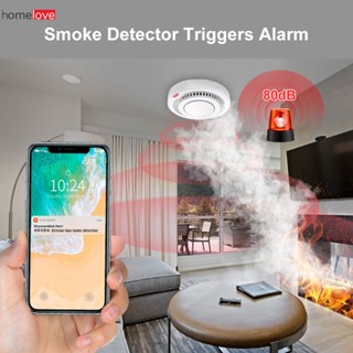 Tuyaสมาร์ทZigbeeเครื่องตรวจจับควันสมาร์ทFire Alarm Progressive Soundเซ็นเซอร์ควันตาแมวทำงานร่วมกับTuya Zigbee Hub Homelove