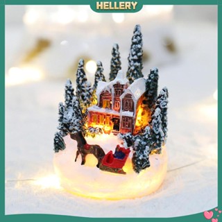 [HelleryTH] โมเดลฟิกเกอร์เรซิ่น รูปบ้านซานตาคลอส ขนาดเล็ก 2x2x2.8 นิ้ว สําหรับตั้งโต๊ะ สํานักงาน