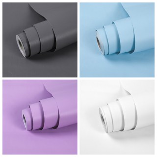 วอลเปเปอร์สีพื้น สติ๊กเกอร์ติดผนัง กาวในตัว ขนาดกว้าง PVC Wa…
