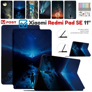 Folio เคสหนัง ฝาพับ ลายการ์ตูน กันกระแทก พร้อมช่องใส่บัตร สําหรับ Xiaomi Redmi Pad SE 2023 11.0 นิ้ว