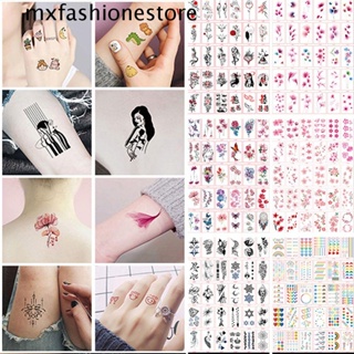 Mxfashione สติกเกอร์รอยสักชั่วคราว ลายดอกไม้ หลากสี กันน้ํา สีดํา สําหรับร่างกาย แขน ขา รอยสักชั่วคราว