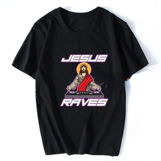 เสื้อยืด พิมพ์ลาย Jesus Raves ทรงหลวม สไตล์พังก์ ฮาราจูกุ สําหรับผู้ชาย