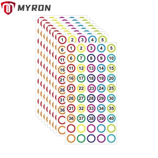 Myron สติกเกอร์ตัวเลข 1-40 1 นิ้ว หลากสี 500 ชิ้น