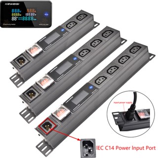 C14 ปลั๊กไฟอินพุต PDU พร้อมจอแสดงผลดิจิทัล ปลั๊ก EU/C14 2-14 C13 สายยาว 1.5 เมตร