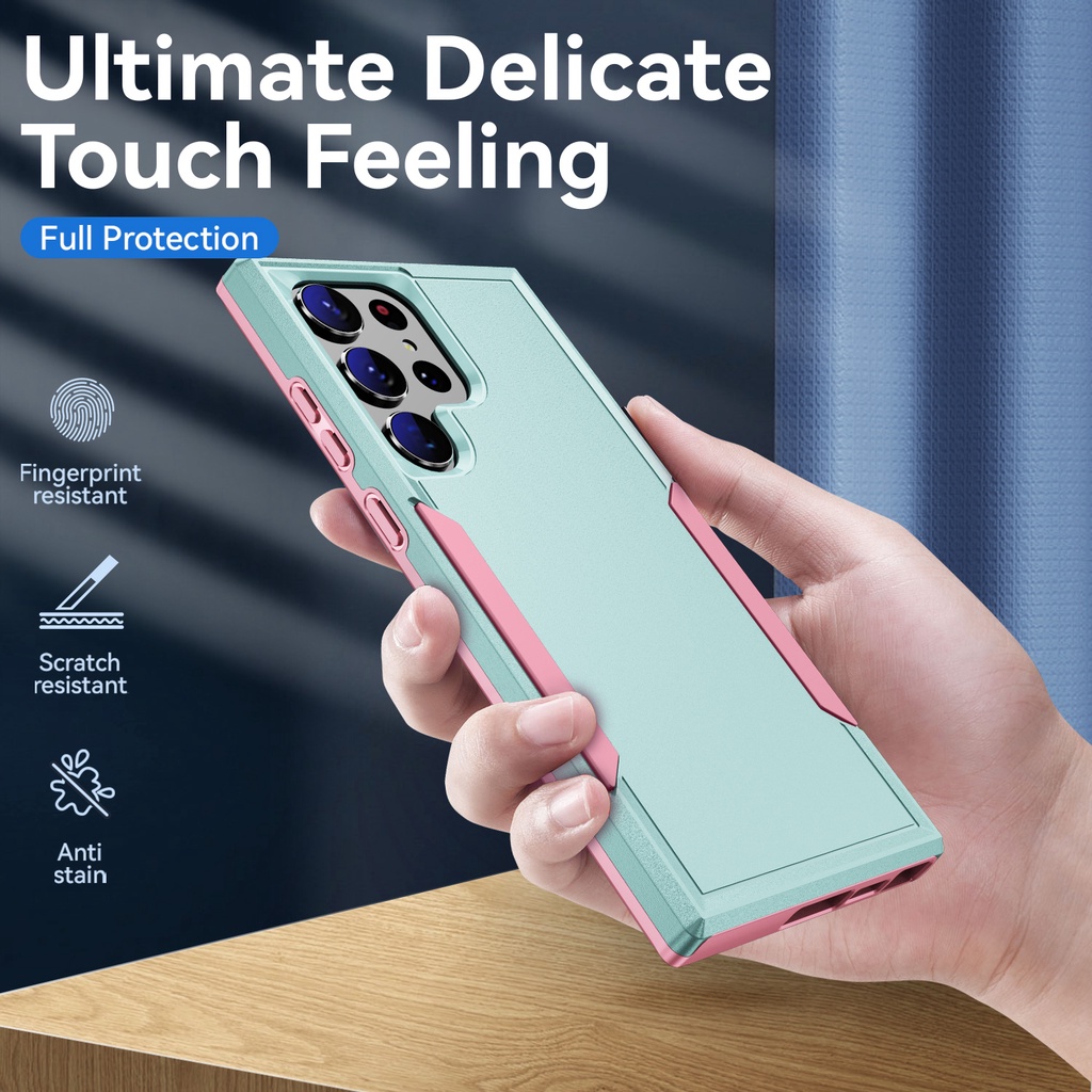 เคสโทรศัพท์มือถือแบบแข็ง กันกระแทก สีเขียว สีชมพู หรูหรา สําหรับ SAMSUNG A02 A12 A21S A22 A32 A33 A42 A51 A52 A53 A54 A71 A72 A73 S20 S21 S22 S23 Ultra FE