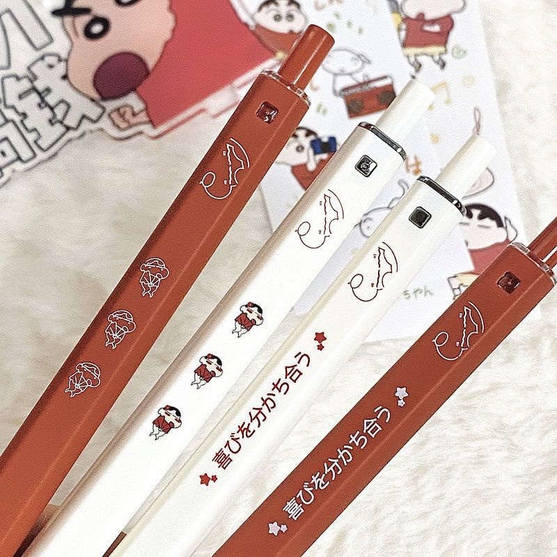 ปากกาหมึกเจล ลายการ์ตูนชินจังน่ารัก ขนาด 0.5 มม. สีดํา สําหรับนักเรียน สํานักงาน เครื่องเขียน