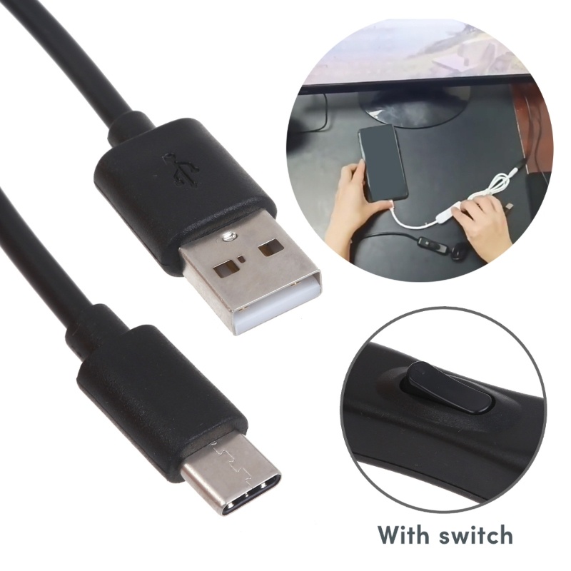 R* USB2 0 5V3A สายไฟ USB Type-C ถึง USB A สายชาร์จพร้อมสายเคเบิลข้อมูลสวิตช์
