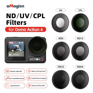 Amagisn CPL ND8 ND16 ND32 ชุดฟิลเตอร์เลนส์ กรอบอลูมิเนียมอัลลอยด์ สําหรับ DJI Action 4 Action Camera Lens Accessories