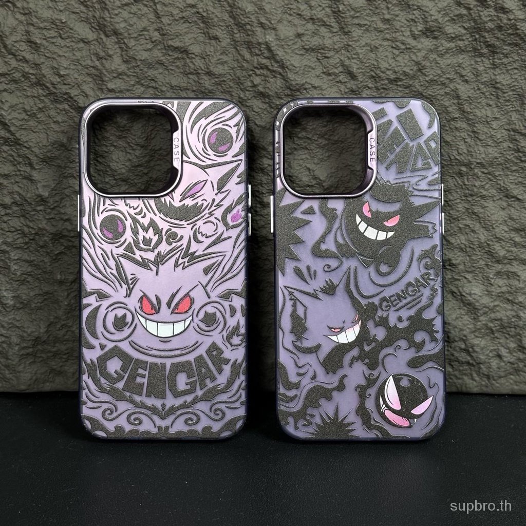 เคสโทรศัพท์มือถือแบบแข็ง กันกระแทก ลายโปเกม่อน Gengar สีเงิน สําหรับ iPhone 15promax 14promax 15pro 14pro 15 14 13 12 11 pro max 13promax xr xs max 7plus 8plus 12pro 15plus