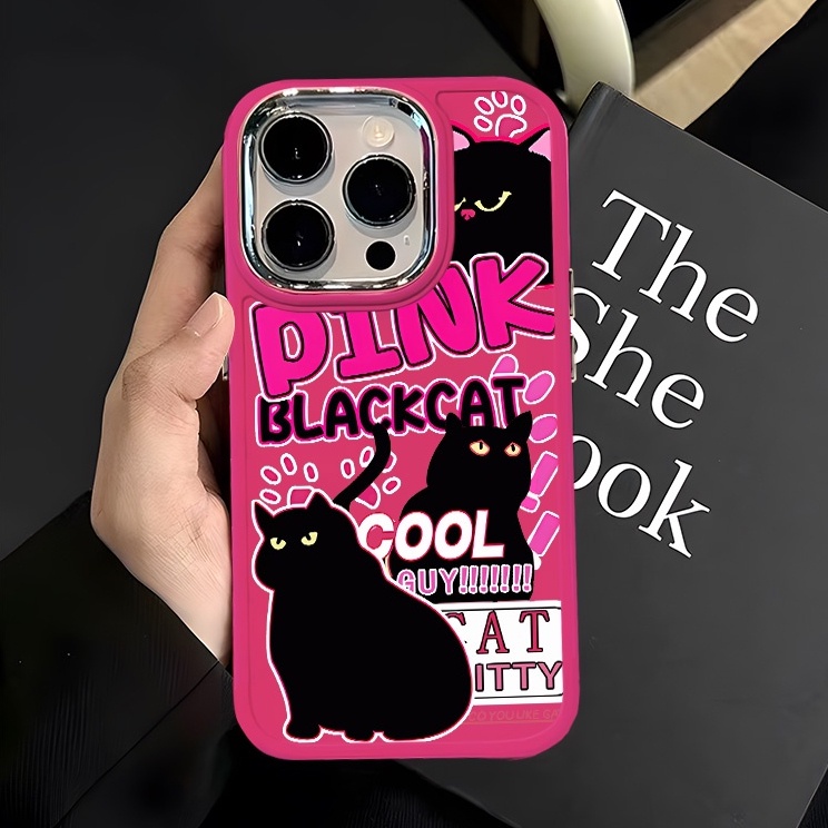 เคสโทรศัพท์มือถือ ซิลิโคนนุ่ม TPU ใส กันกระแทก ลายแมวดําน่ารัก สําหรับ IPhone 15 11 14 13 12 Pro XS Max X XR 7+ 8 Plus