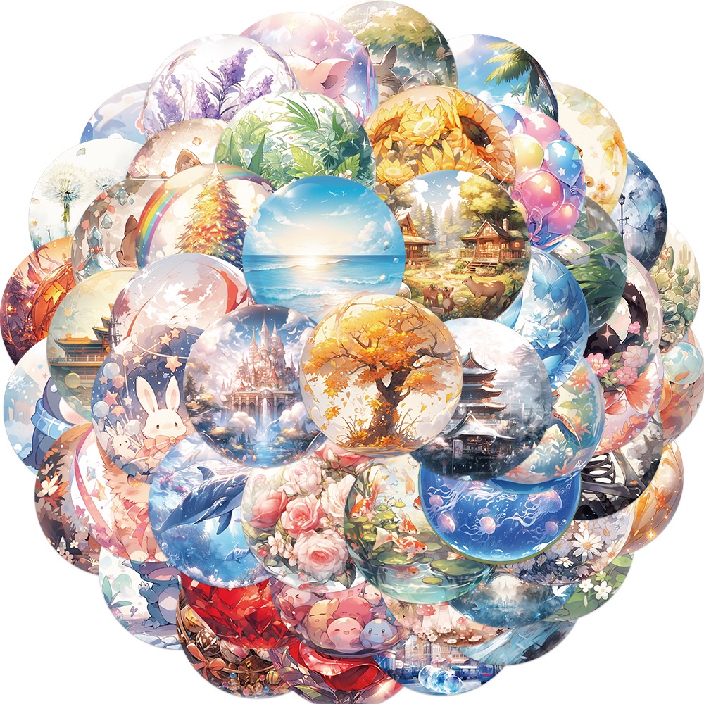 สติกเกอร์ ลายกราฟฟิติ World in The Glass Balls กันน้ํา สําหรับติดตกแต่งหมวกกันน็อค จักรยาน ดินสอ 50 ชิ้น