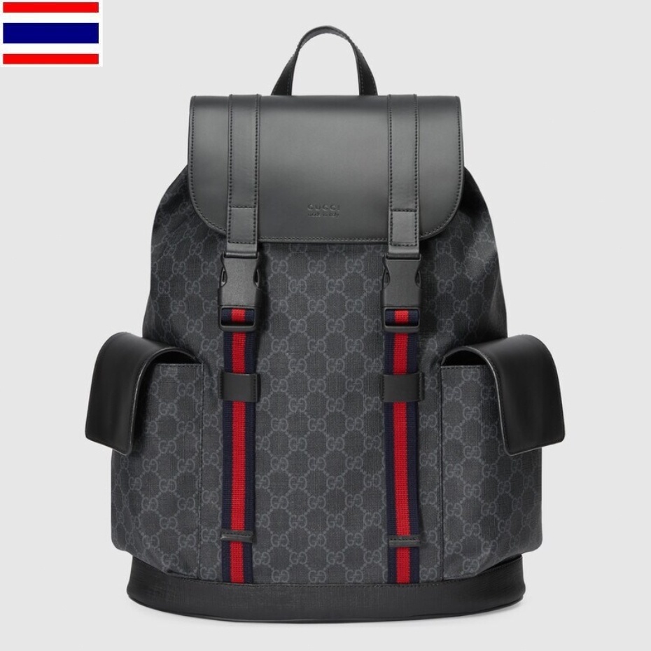 New กุชชี่👜Gucci GG Supreme canvas backpack Men/Backpacks ผู้ชายและผู้หญิง/สไตล์เดียวกัน/กระเป๋าเป้/กระเป๋าเดินทาง 9NT0