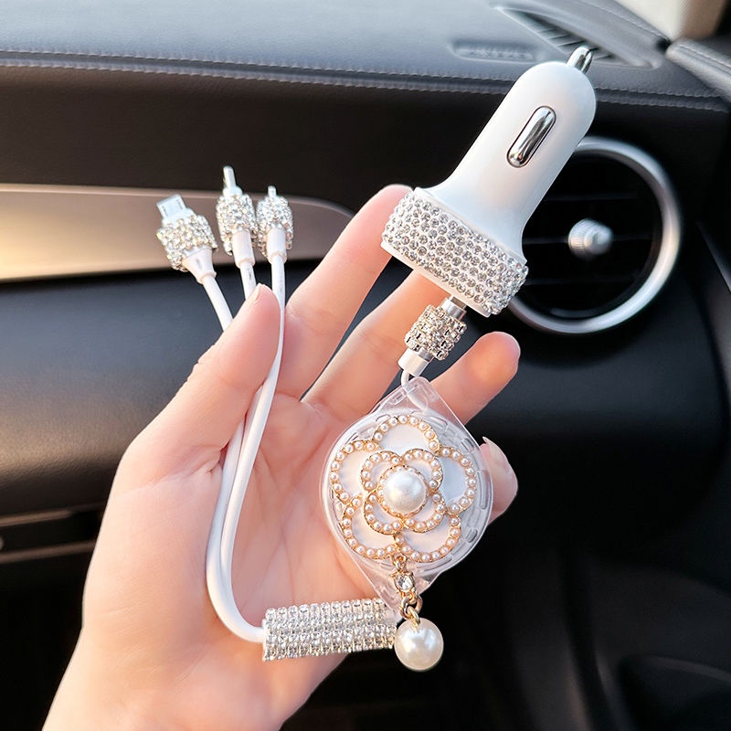 สายชาร์จโทรศัพท์มือถือ แบบสามในหนึ่งเดียว ชาร์จเร็ว สําหรับรถยนต์