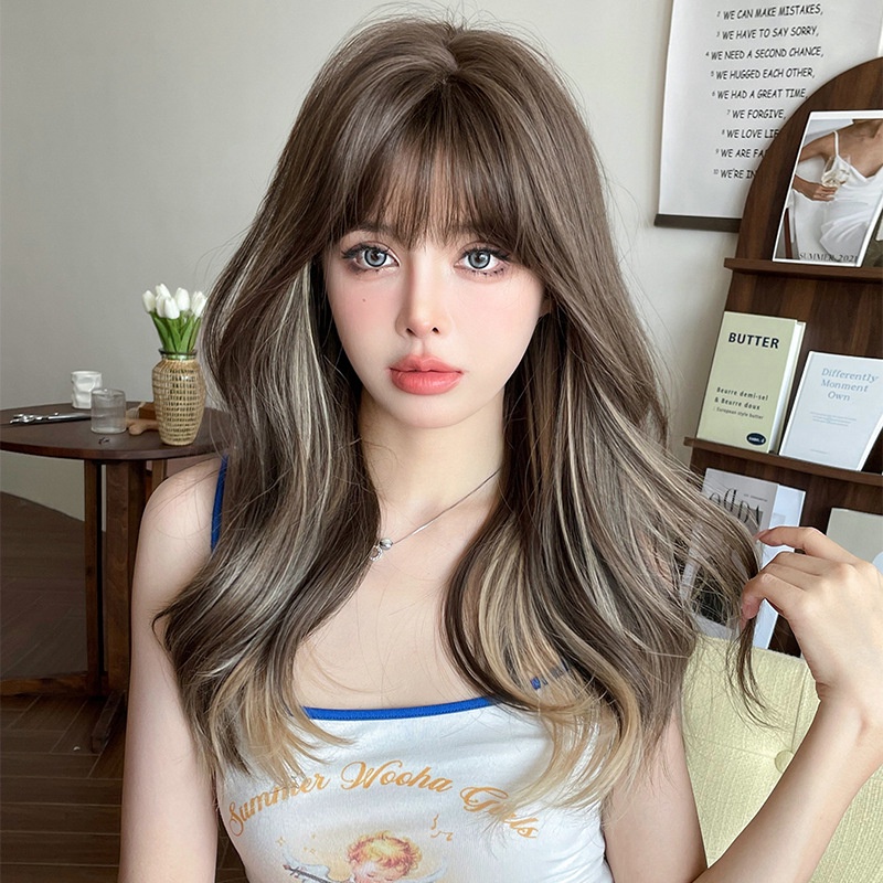 ใหม่ 7jhh Wigs วิกผมยาวเส้นใยธรรมชาติไฮไลท์สีเบจสําหรับผู้หญิง C-0364
