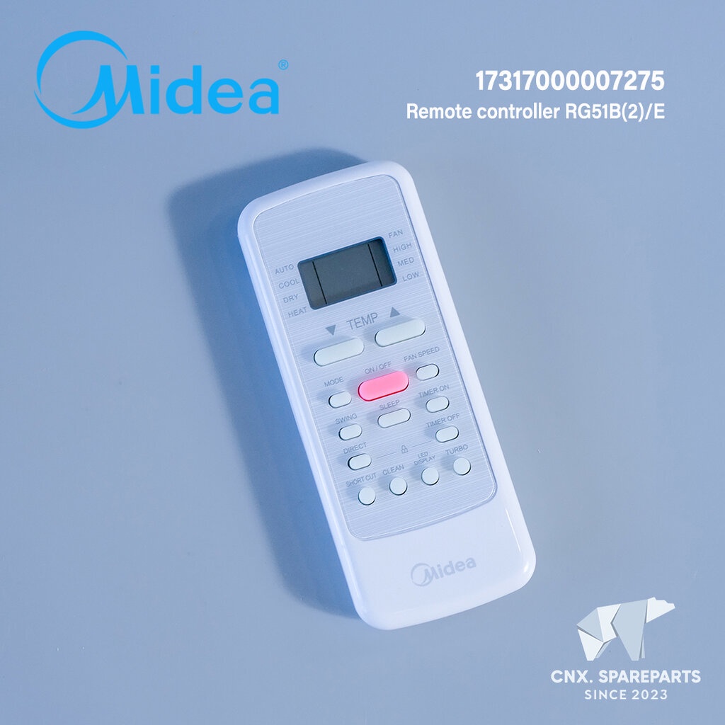 17317000007275 รีโมทแอร์ Midea (แท้ศูนย์) RG51B(2)/E) รีโมทแอร์ไมเดีย รุ่น MSVG-09CRN8-SC6, MSVG-12C