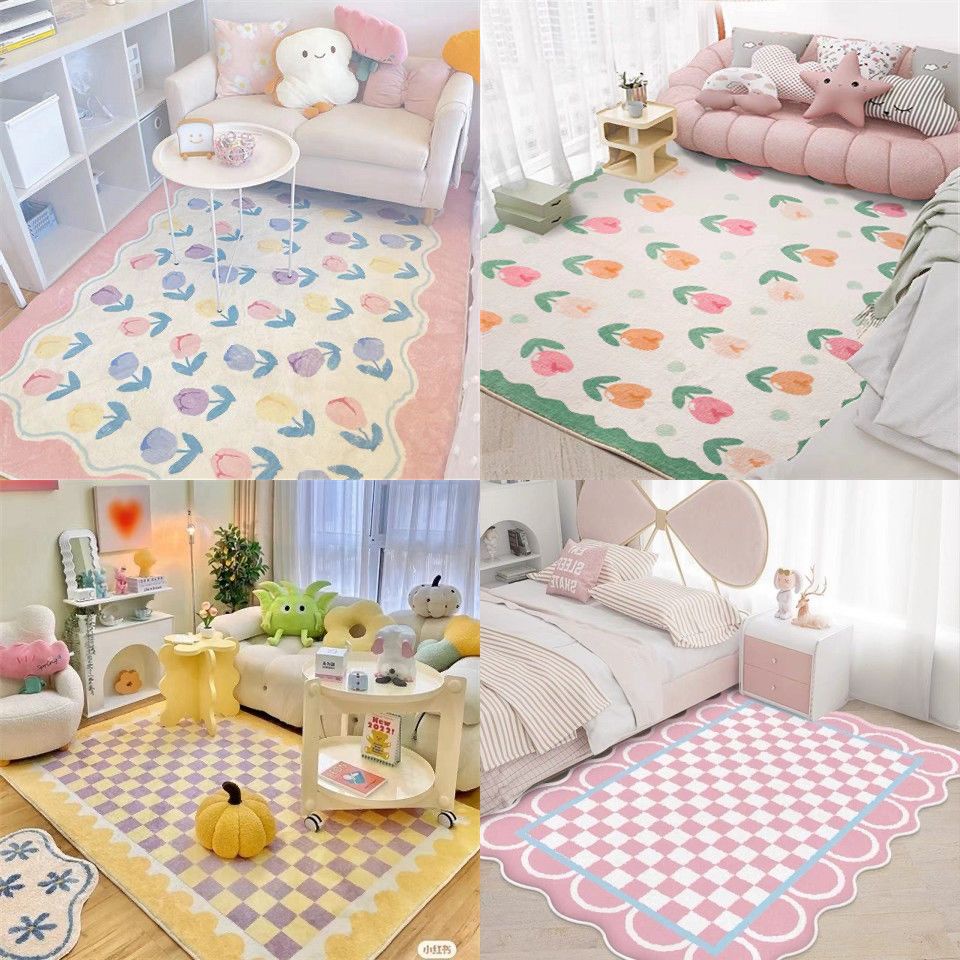 พรมปูพื้น แบบหนา สีชมพู สําหรับห้องนอน ห้องนั่งเล่น