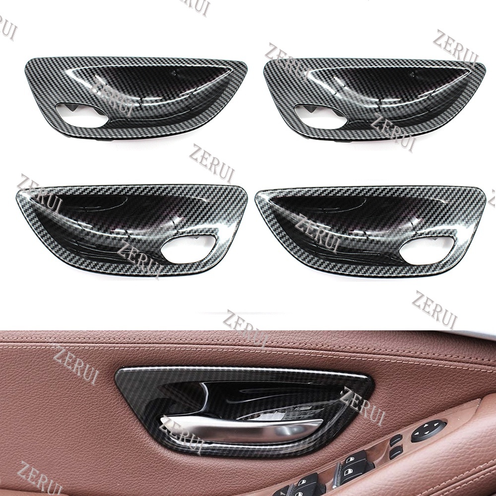 Zr สําหรับคาร์บอนไฟเบอร์ภายในแผงประตูเปิดจับชามฝาครอบสําหรับ BMW 5 Series F10 F11 520i 523i 525i 528