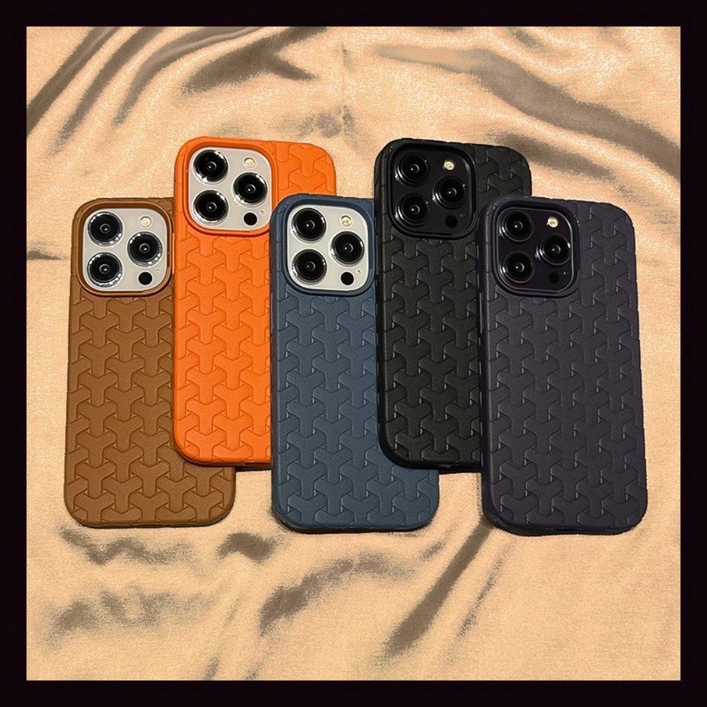 ใหม่ เคสโทรศัพท์มือถือ ซิลิโคนนิ่ม ลายสาน สีม่วงเข้ม สไตล์เรโทร เรียบง่าย สําหรับ IPhone 11 14 Pro Max 15 14 13 Pro Max