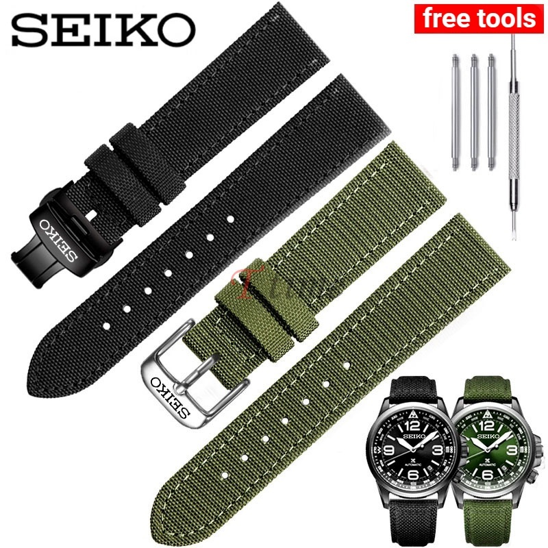 สายนาฬิกาข้อมือไนล่อน ขนาด 20 มม. 22 มม. สําหรับ Seiko No. สายนาฬิกาข้อมือหนังแท้ 5 Snk809 807 Srpc3