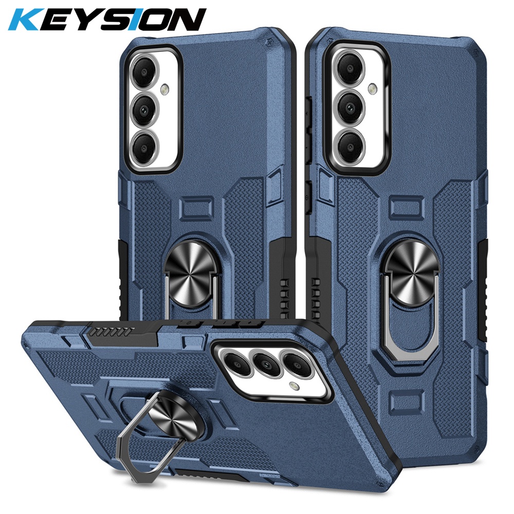 Keysion เคสโทรศัพท์ซิลิโคน PC กันกระแทก พร้อมแหวนขาตั้งโลหะ สําหรับ Samsung A05S A05 A15 A25 A24 Galaxy S23 FE