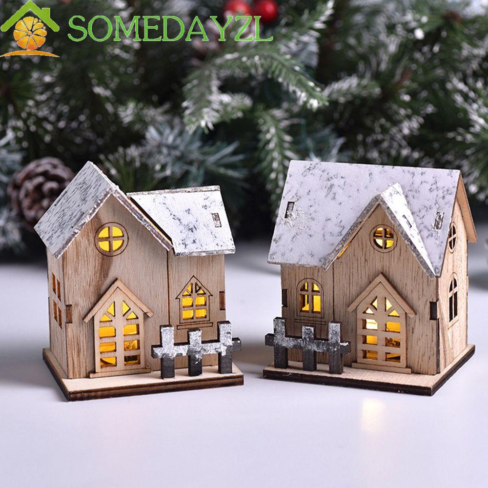 Somedayzl บ้านกระท่อมไม้ DIY สําหรับตกแต่งบ้าน คริสต์มาส