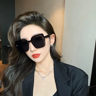 (HENGHA) ใหม่ แว่นตากันแดด กรอบสี่เหลี่ยม ไม่มีขอบ ขนาดใหญ่ แฟชั่นสําหรับผู้หญิง