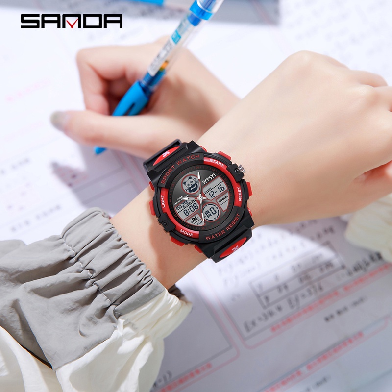 Sanda Youth นาฬิกาข้อมือสปอร์ตแฟชั่น กันน้ํา ลายการ์ตูน อเนกประสงค์ -5