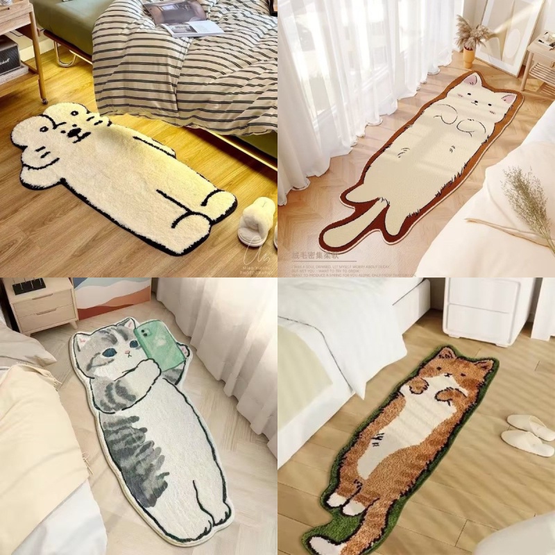 พรมปูพื้น ผ้าแคชเมียร์เทียม ลายการ์ตูนน่ารัก กันเปื้อน กันลื่น สําหรับตกแต่งบ้าน ห้องนอน ห้องนั่งเล่น โซฟา