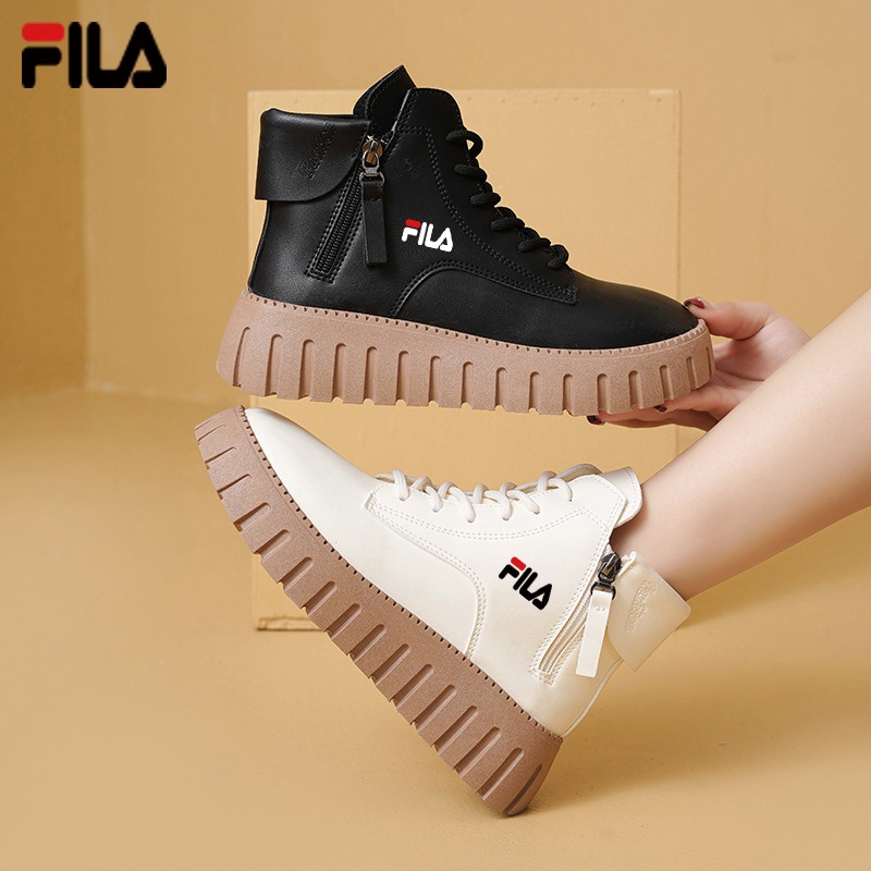 รองเท้าผ้าใบสุภาพสตรีใหม่ FILA รองเท้าหนังลําลองคุณภาพสูง FEE090