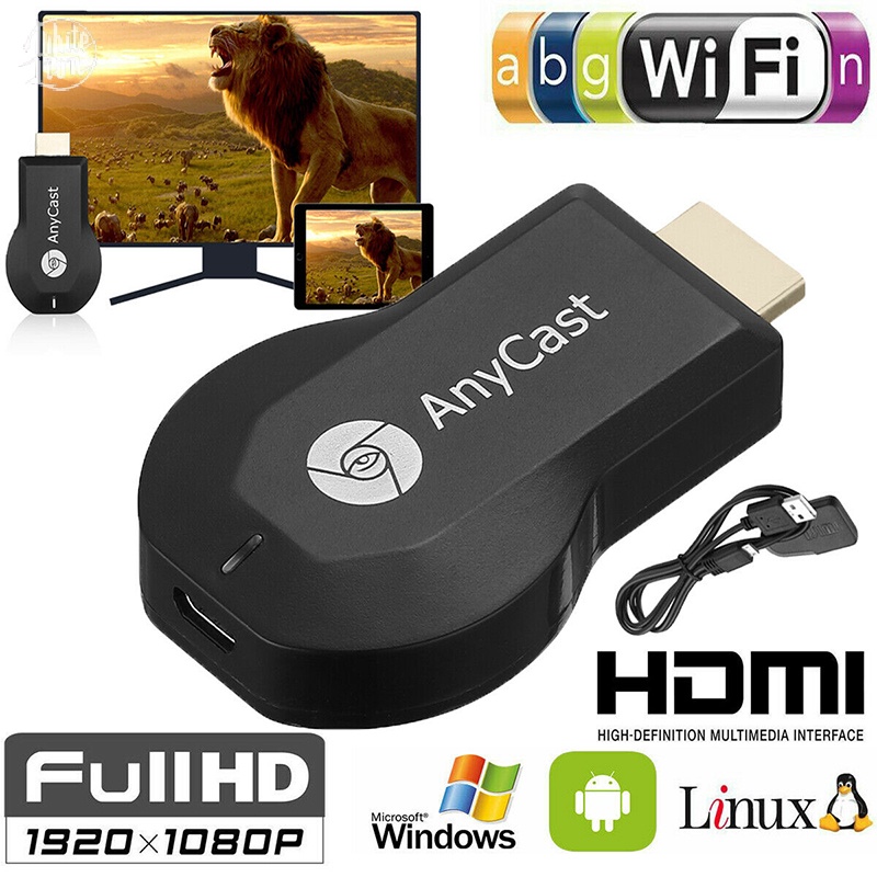 Wl| Anycast M12 Plus ตัวรับสัญญาณ WiFi Airplay Display Miracast HDMI TV DLNA 1080P ใหม่