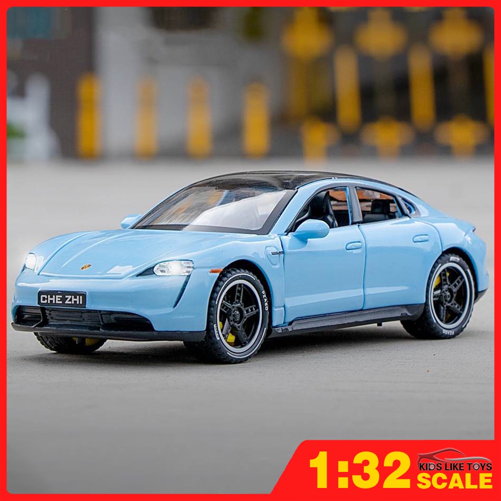 Klt โมเดลรถยนต์ Porsche Taycan 1:32 โลหะผสม ของเล่นสําหรับเด็ก