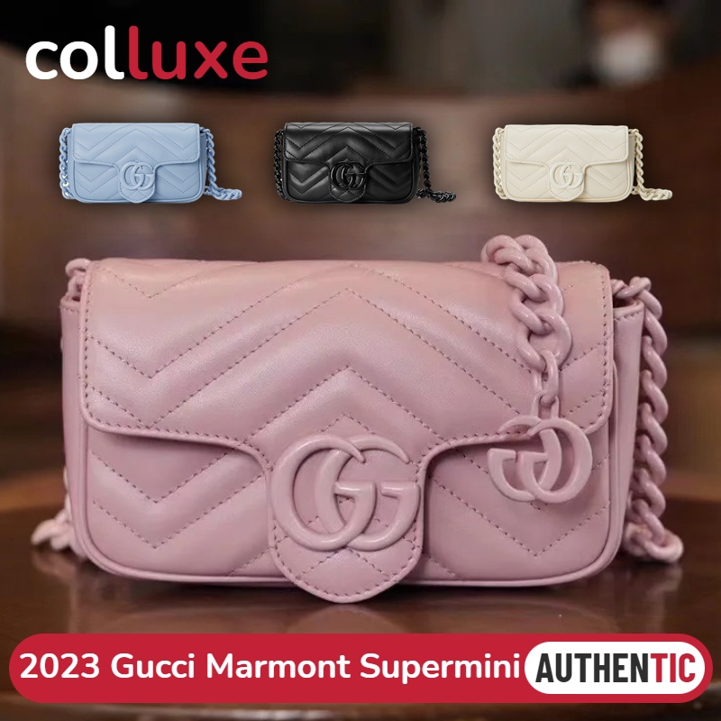 แบรนด์ใหม่และเป็นของแท้/2023 ใหม่มาถึง กุชชี่ Gucci GG Marmont Belt Bag Shoulder Bag 16.5cm Supermini 699757