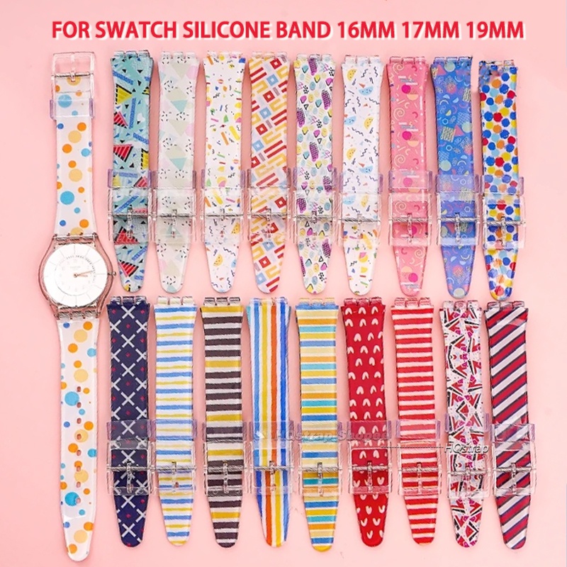 สายนาฬิกาข้อมือ ซิลิโคนเจลลี่ กันน้ํา หลากสี สําหรับ SWATCH Watch Band 16 มม. 17 มม. 19 มม.