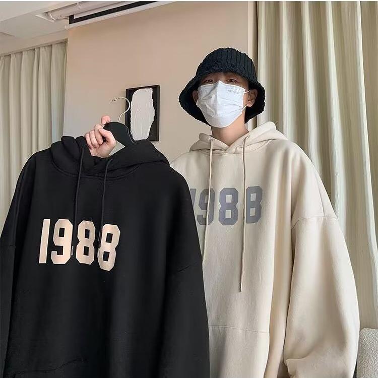 MR9 Hoodie W370 เสื้อฮู้ดชาย เสื้อกันหนาว ลายอักษร1988 สไตล์วินเทจ เสื้อกันหนาว ฮู้ด