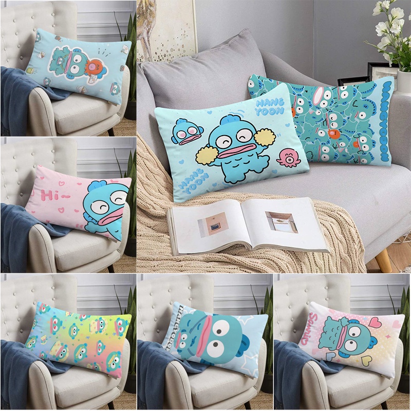 Sanrio Hangyodon ปลอกหมอนสี ่ เหลี ่ ยมผืนผ ้ าด ้ านเดียวพิมพ ์ โพลีเอสเตอร ์ เบาะรองนั ่ งบ ้ านตกแต ่ งโซฟาไม ่ มี Core