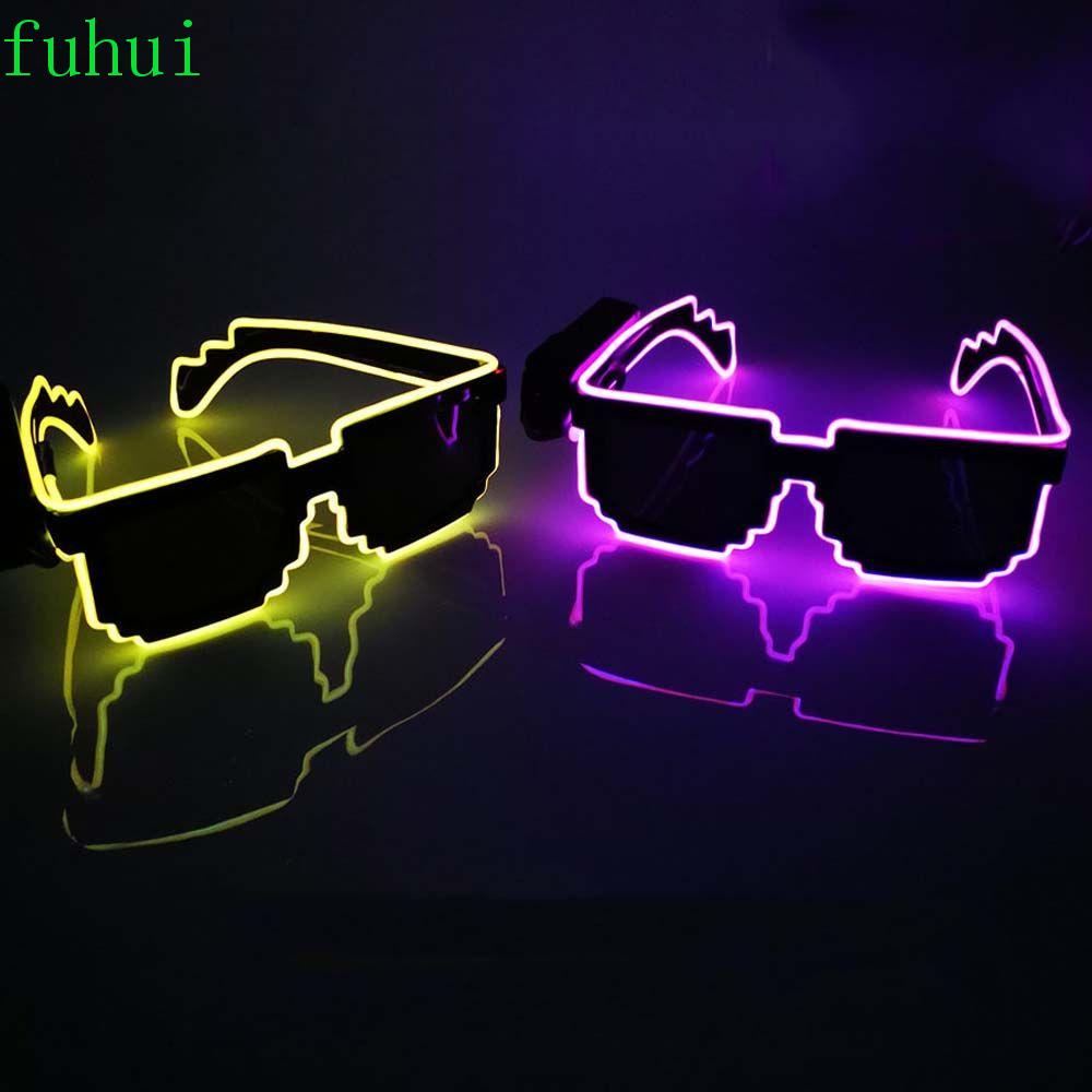 Fuhui แว่นตาคอสเพลย์ EL Wire 8 Bit เรืองแสง LED แฟชั่น