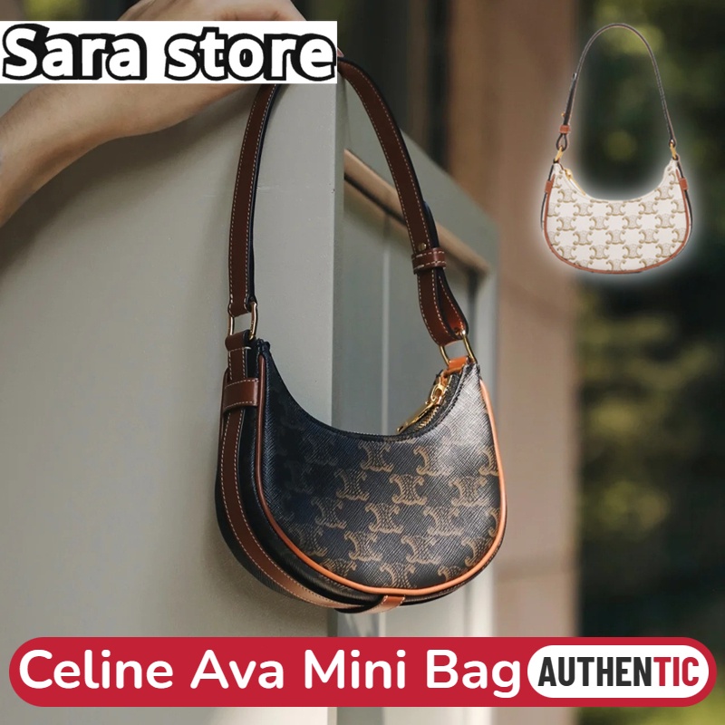 เซลีน CELINE AVA Mini Bag TRIOMPHE CANVAS 10I602 summer 16cm กระเป๋าสะพายผู้หญิง