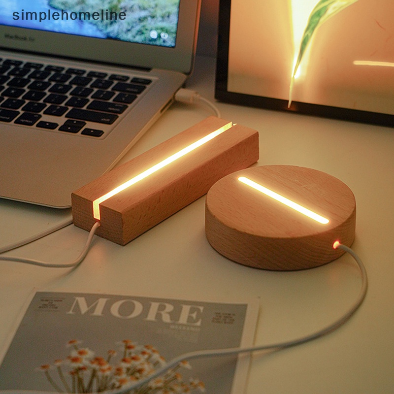 [simplehomeline] ฐานโคมไฟ LED อะคริลิค ไม้เนื้อแข็ง 3D เรืองแสง สําหรับตกแต่งห้องนั่งเล่น DIY พร้อมส่ง