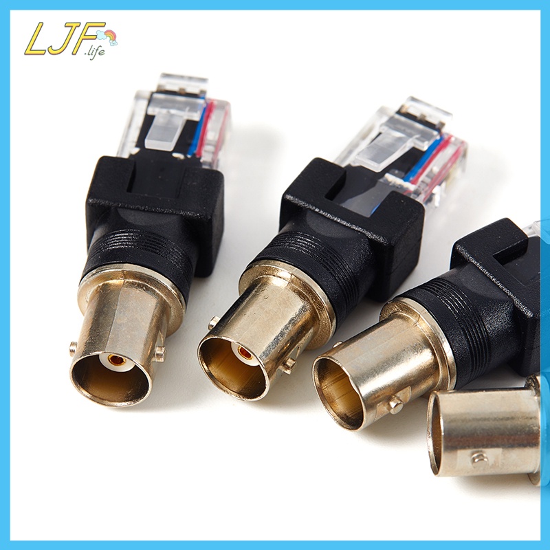 Ljf อะแดปเตอร์แจ็คเชื่อมต่อ BNC ตัวเมีย เป็น RJ45 ตัวผู้ 1 ชิ้น