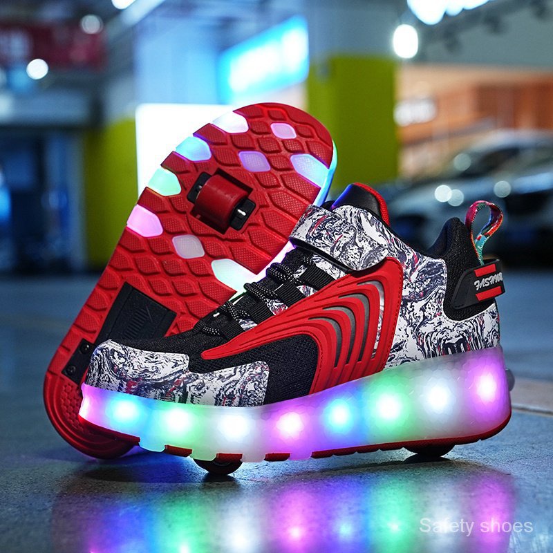 พร้อมส่ง ขายดี รองเท้ากีฬา รองเท้าสเก็ต รองเท้าโรลเลอร์สเก็ต มีไฟ LED แบบชาร์จไฟได้ สําหรับเด็กผู้ชาย และผู้หญิง