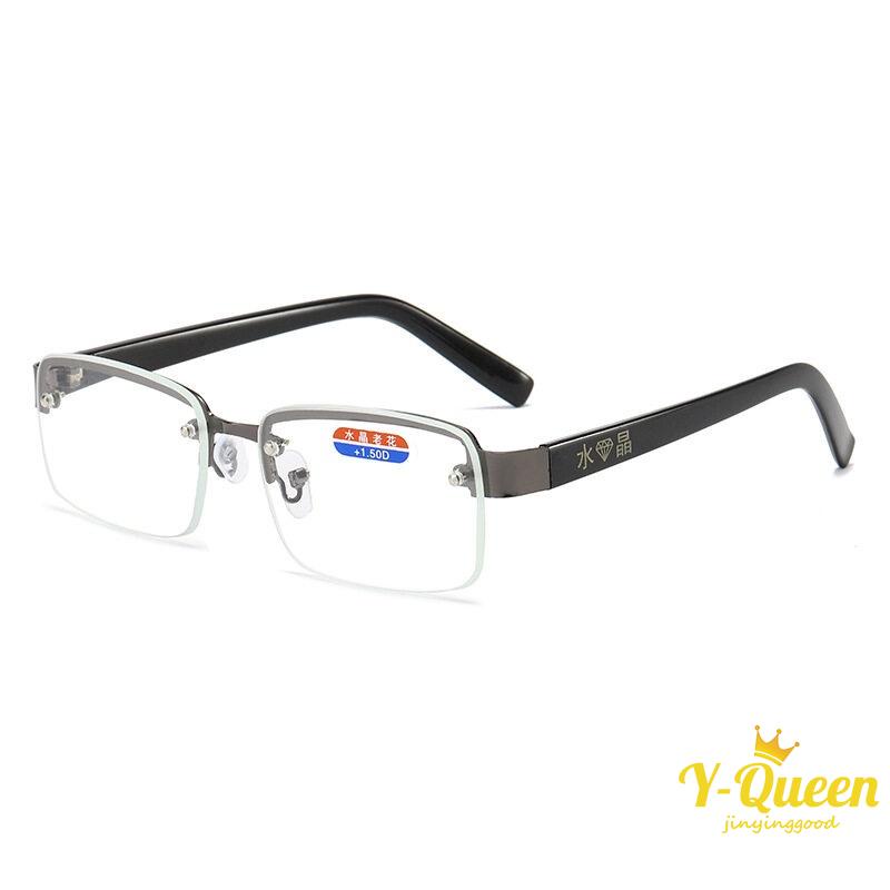 (+100 ถึง +400) แว่นตาอ่านหนังสือ ขอบครึ่ง พร้อมเคส และเลนส์แก้ว แว่นสายตายาว สําหรับผู้ชายและผู้หญิง แว่นสายตายาว เกรด