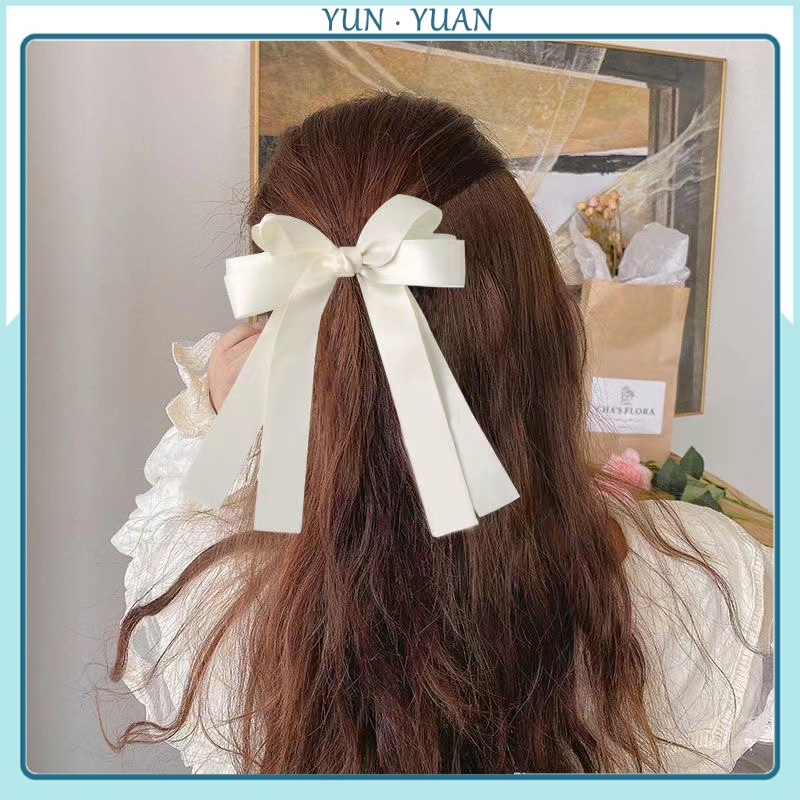 [Yunyuan] กิ๊บติดผม ผ้าไหม ริบบิ้น ประดับโบว์ ขนาดใหญ่ เครื่องประดับ สําหรับผู้หญิง
