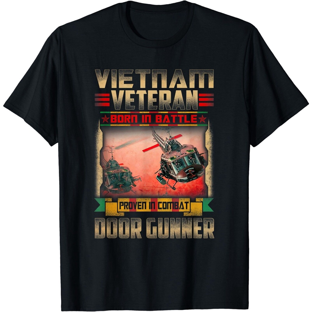 เวียดนาม Veteran Uh1 Huey เฮลิคอปเตอร์ประตู Gunner แฟชั่นผู้ชายเสื้อยืด