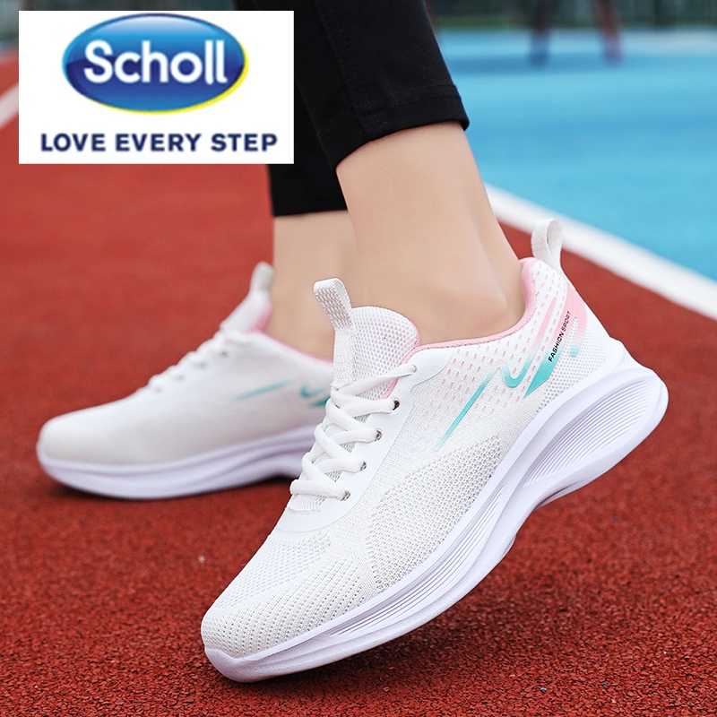 Scholl รองเท้าผ้าใบลําลอง ส้นแบน สไตล์เกาหลี สําหรับสตรี เหมาะกับการเล่นกีฬา EU 40 41